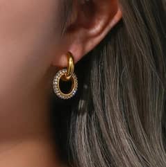 plain gold plated zircon earring