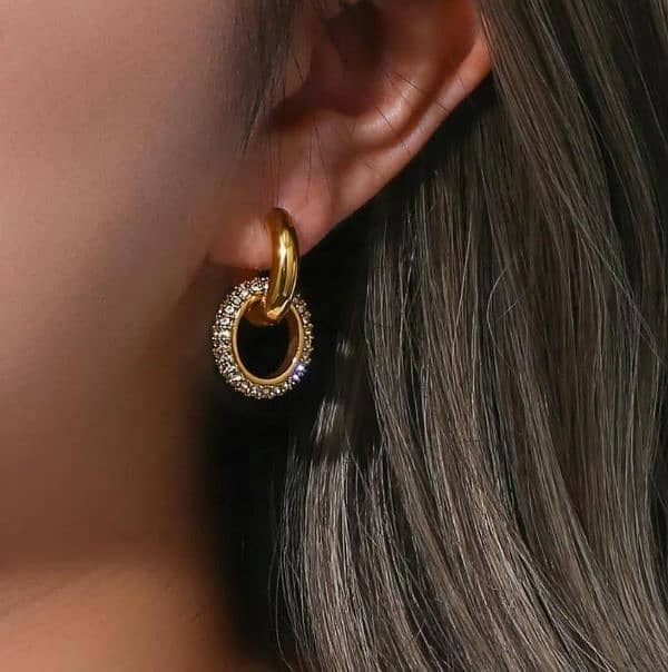 plain gold plated zircon earring 0