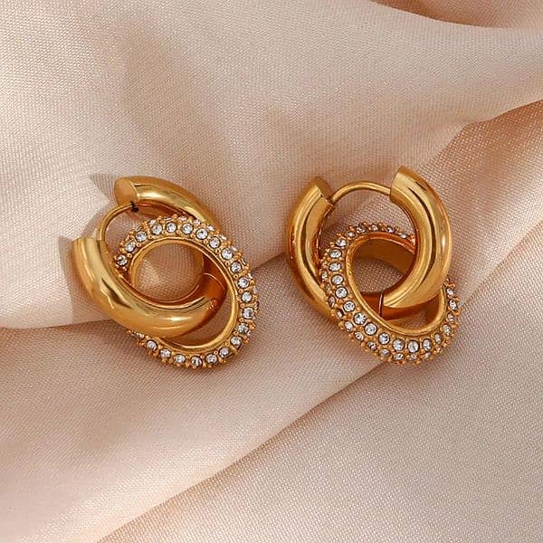 plain gold plated zircon earring 2