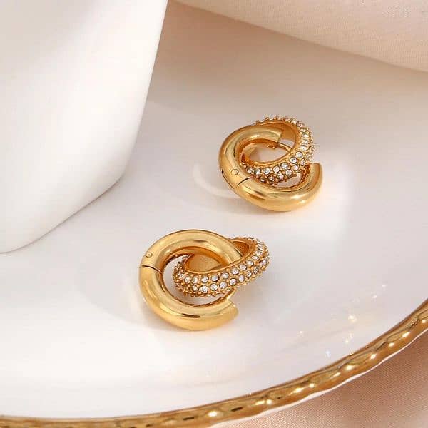 plain gold plated zircon earring 3