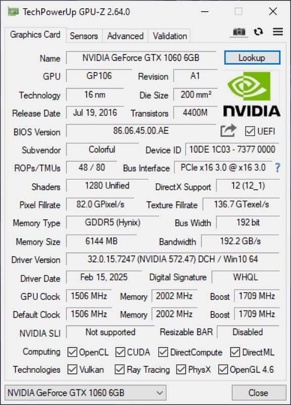 GTX 1060 6GB 8