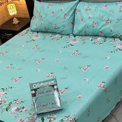 3pcs cotton printed double bedsheets