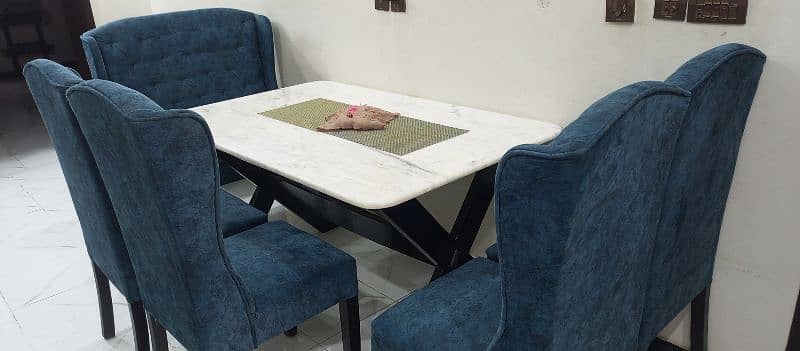 6 seater dinning table with Marble top table 0