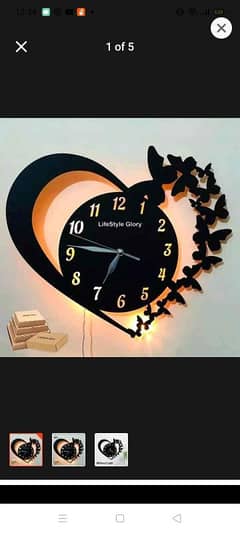 3D wooden wall clock, heart shape wall clock,