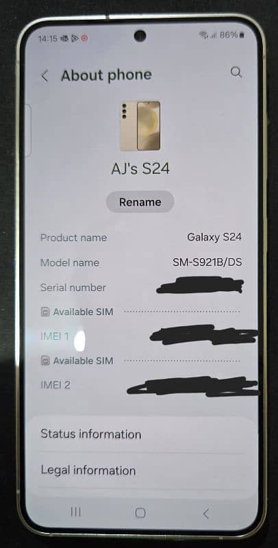 Samsung S24 Official PTA Approved 256GB 8GB Amber Yellow As Brand New 2