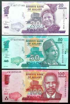 Set of 3 Banknotes from Malawi