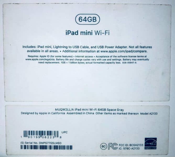 ipad mini 5 64 gb LLA MODEL 9