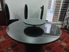 Round Dining Table with Glass Top and six 6 chairs