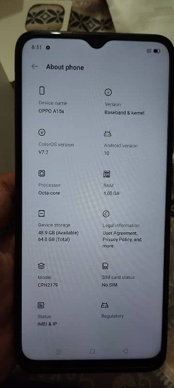 OPPO A15s with box and charger 4 gb Ram 64 gb storage 2