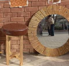 beautifully hand-crafted piece of art. Round circular decorated mirror