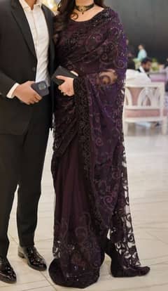 Purple Fancy Net Saree