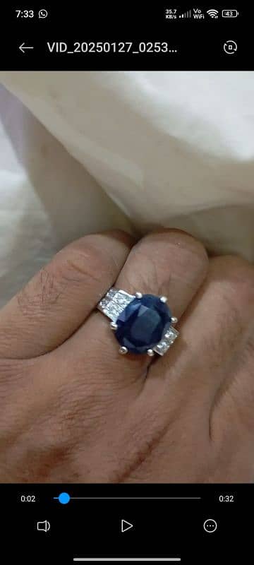 Kashmir Blue sapphire neelam ring 0