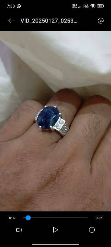 Kashmir Blue sapphire neelam ring 1