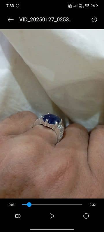 Kashmir Blue sapphire neelam ring 2