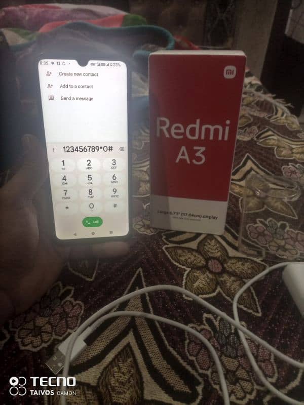 redmi a3x 4GB ram 64 GB memory 10 by 10 condition 1 7