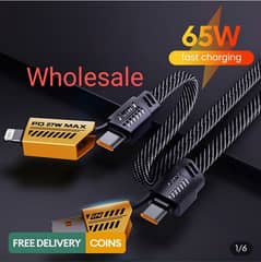 4-in-1 Multifunctional 65W Fast Data  Cable 6A Mobile Charging Cable