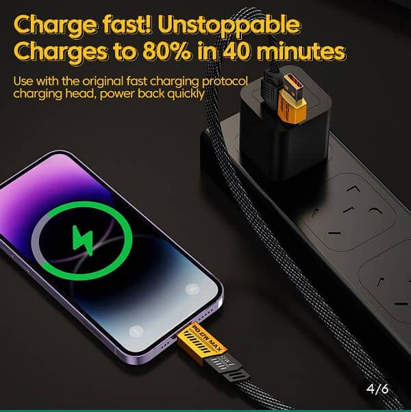 4-in-1 Multifunctional 65W Fast Data  Cable 6A Mobile Charging Cable 3