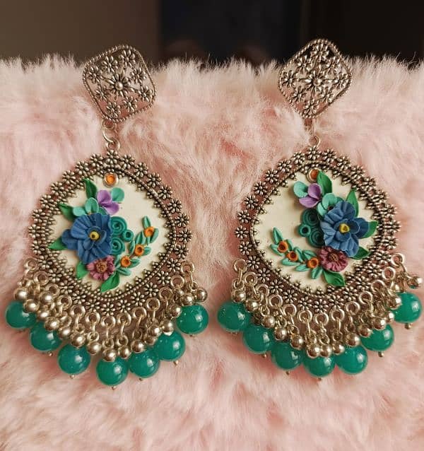 polymer clay floral jhumka 1