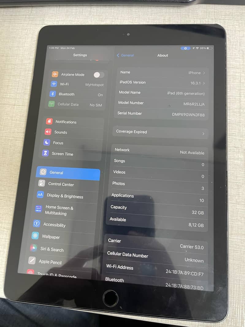 Ipad 6th gen, wifi + cellular data 2