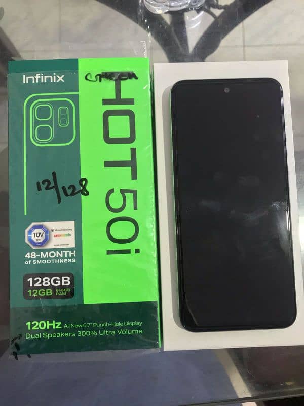 hot 50i 12/128gb box pack 4 week use 0