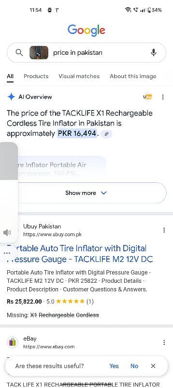 TACK LIFE X1 RECHARGEABLE PORTABLE TIRE INFLATOR COMPRESSOR 8