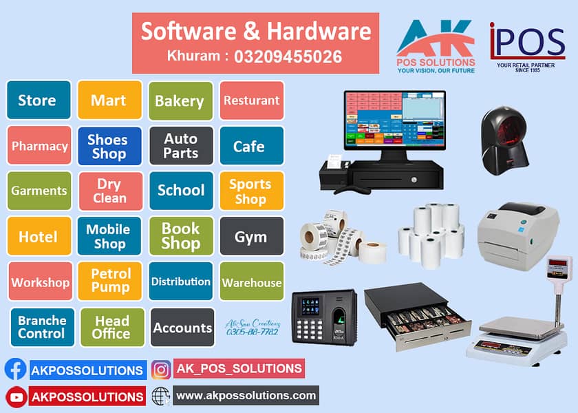 Retail POS Software,Hardware,Restaurant ,Pharmacy,Store,Cafe,Garments 0