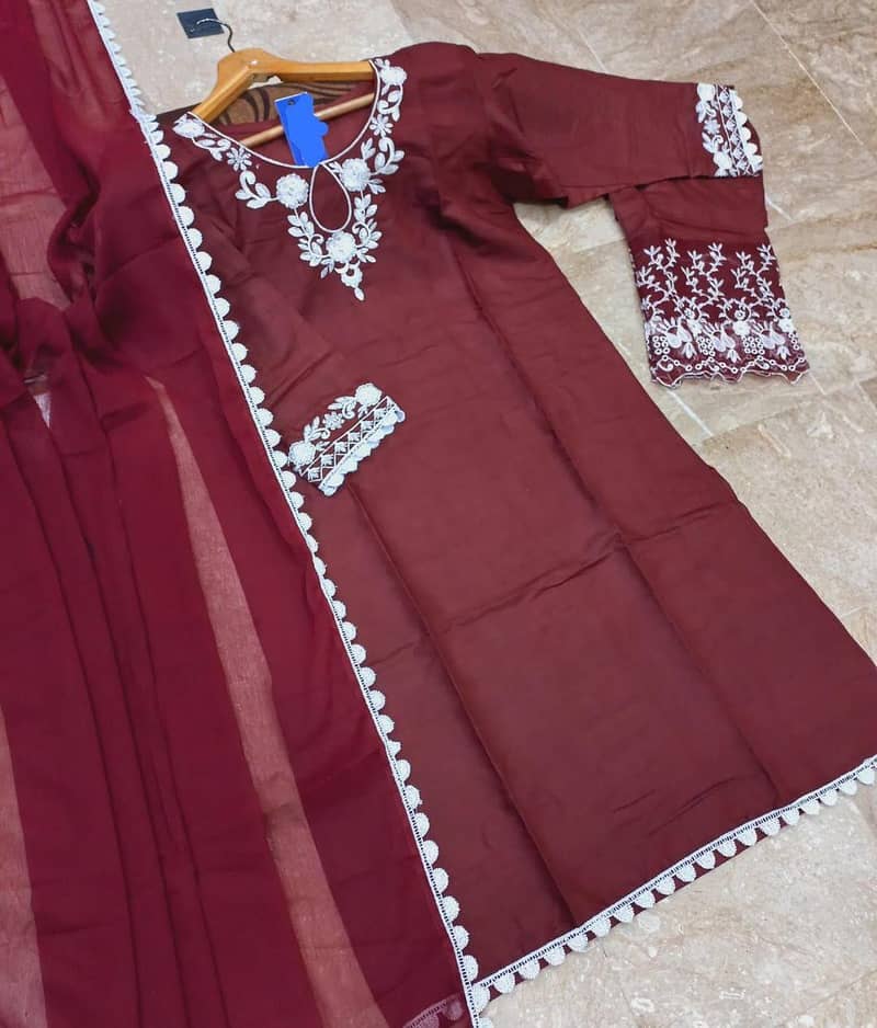 3 Pcs Women Stitched Cotton Embroidered Suit PKR2,699 2