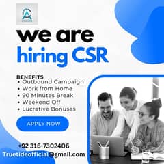 Hiring CSR - Basic Salary 35,000 to 60,000