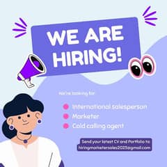 We are looking for international salesperson