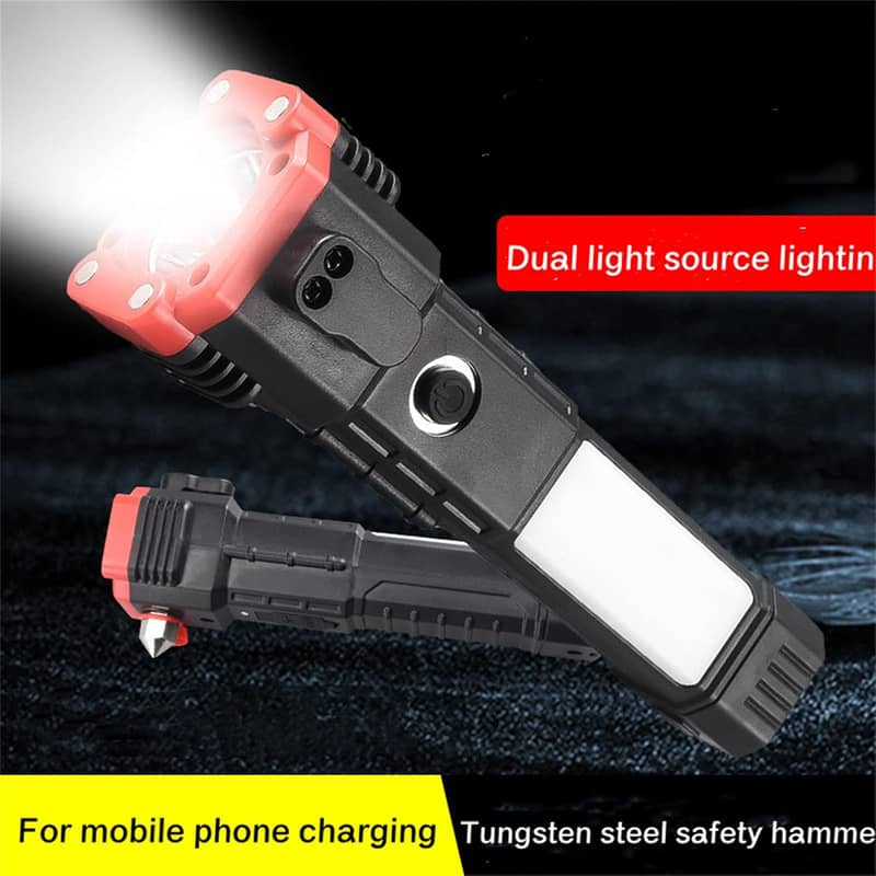 8in1 Car Emergency Flashlight,Magnetic Work LED with Window Breaker 2