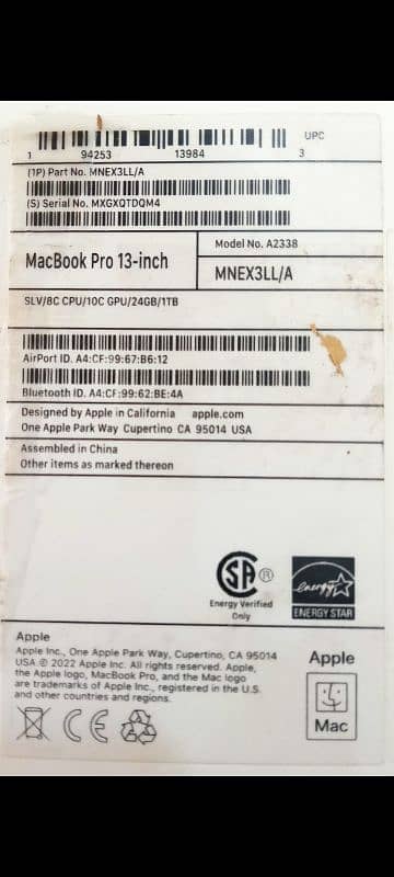MacBook Pro M2 2022 16GB 512GB & 24GB 1TB 13" Display 17