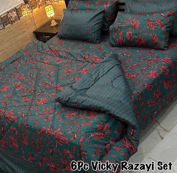 1 x Bedsheet, 1 x Razai, 4 x Pillow Covers 0