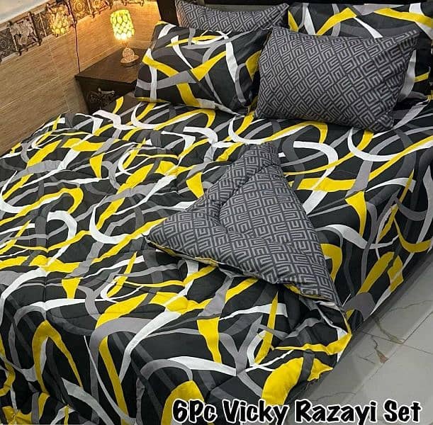 1 x Bedsheet, 1 x Razai, 4 x Pillow Covers 8