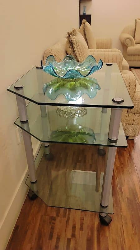 "3-Shelf Glass Trolley - Multi-Functional 3