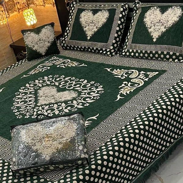 4 pcs Velvet jacquard Patchwork Double Bed Sheets with home delivery 2