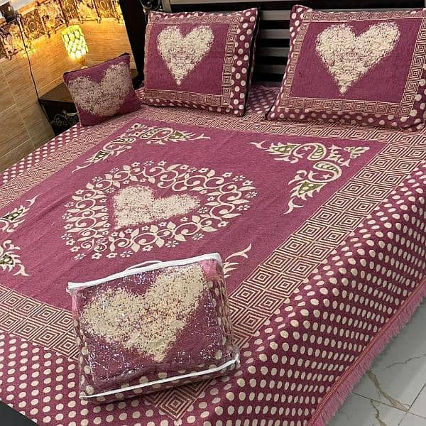 4 pcs Velvet jacquard Patchwork Double Bed Sheets with home delivery 4