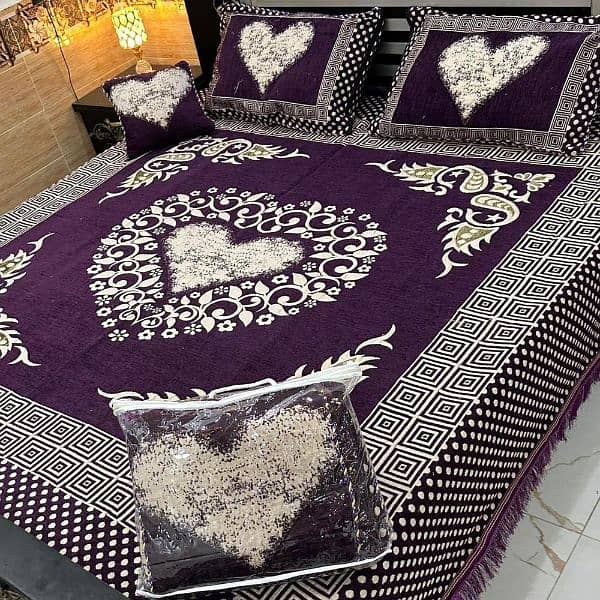 4 pcs Velvet jacquard Patchwork Double Bed Sheets with home delivery 5