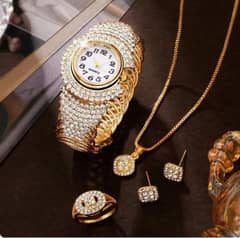 Luxury Diamond women's watch and jewelry set