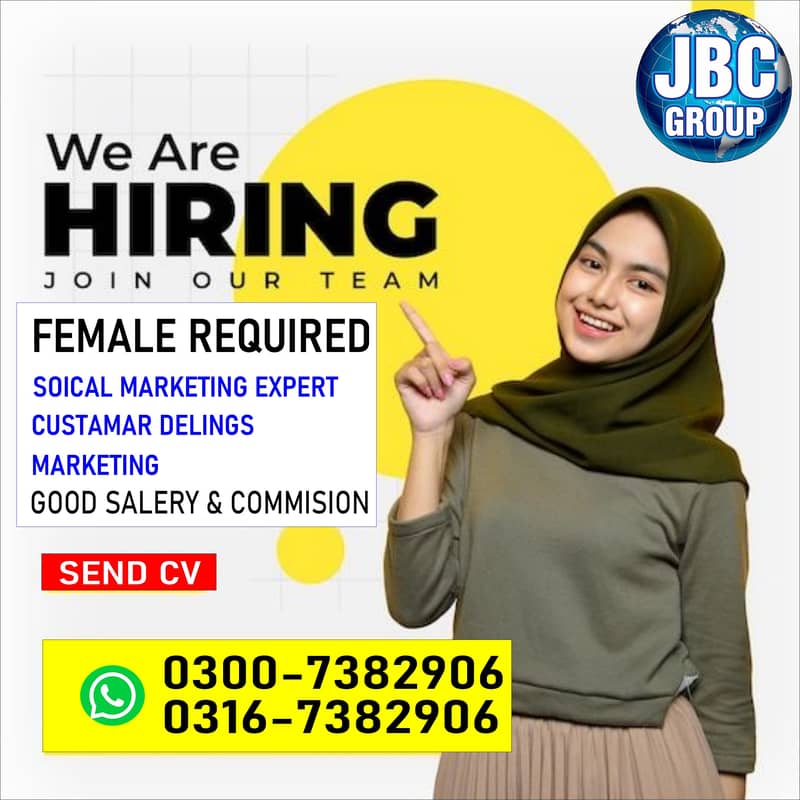 REQUIRED FEMALE STAFF FOR MARKETING 0