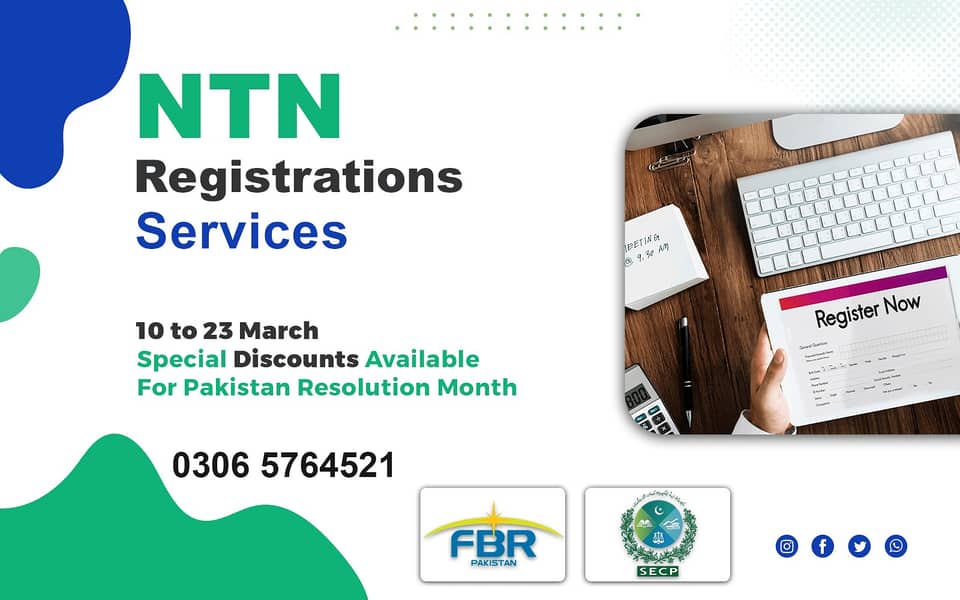 NTN Reg,SECP,Income Tax, GST,tax consultant, USA LLC Reg, FBR,Firm Reg 0