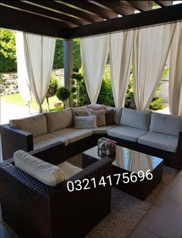 OUTDOOR GARDEN RATTAN UPVC FURNITURE SOFA SET CHAIRS TABLE UMBRELLA 7