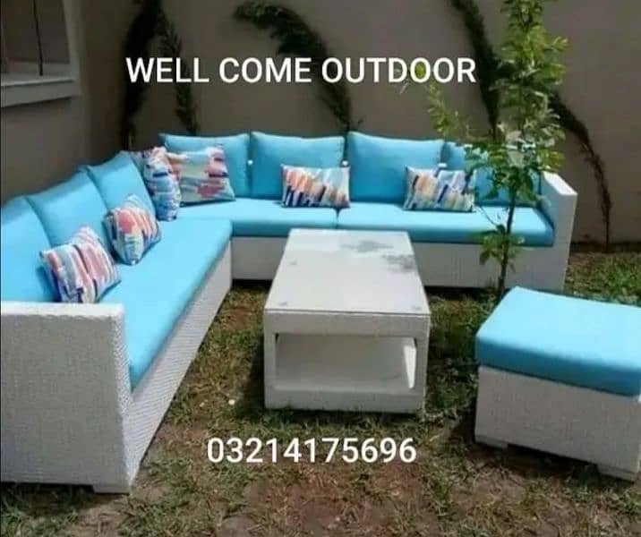 OUTDOOR GARDEN RATTAN UPVC FURNITURE SOFA SET CHAIRS TABLE UMBRELLA 10