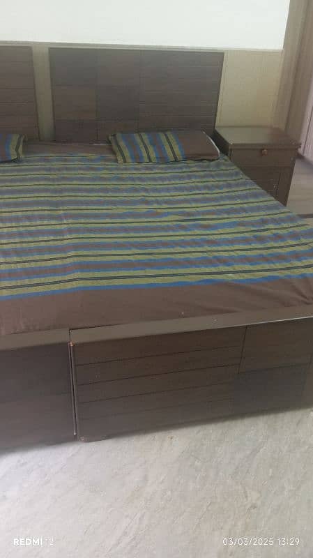 Single bed with mattress and side table 1