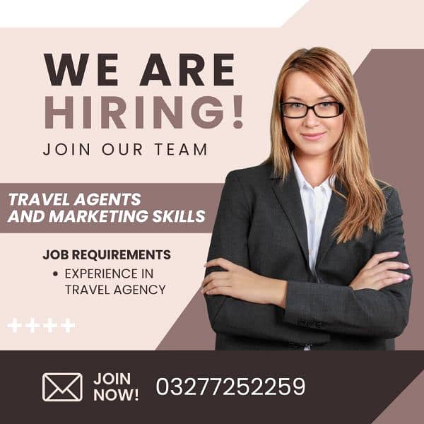 Hiring female and male travel agents experienced team 0