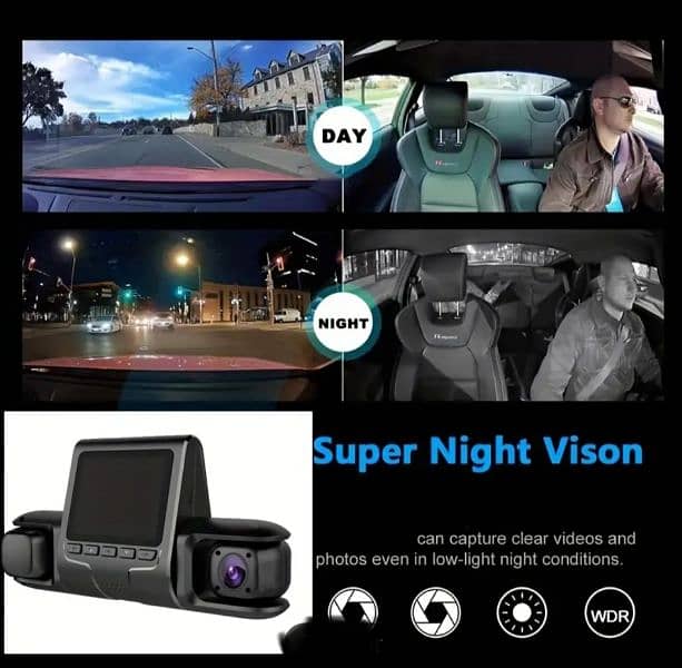 Car Dash Camera, Front 1080P Built-in 480P Full HD,  with Night Vision 3