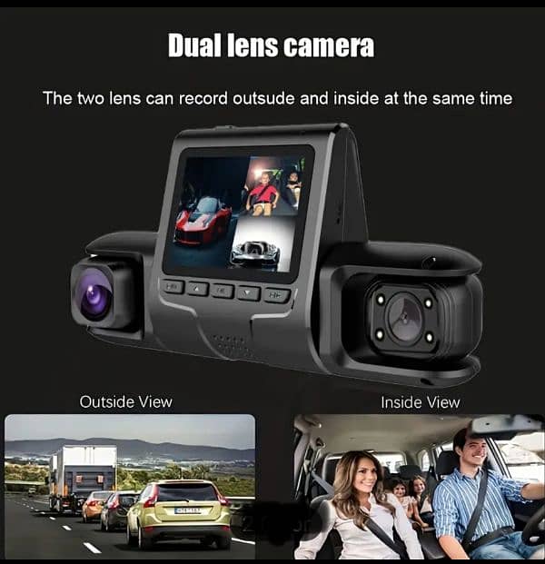 Car Dash Camera, Front 1080P Built-in 480P Full HD,  with Night Vision 4