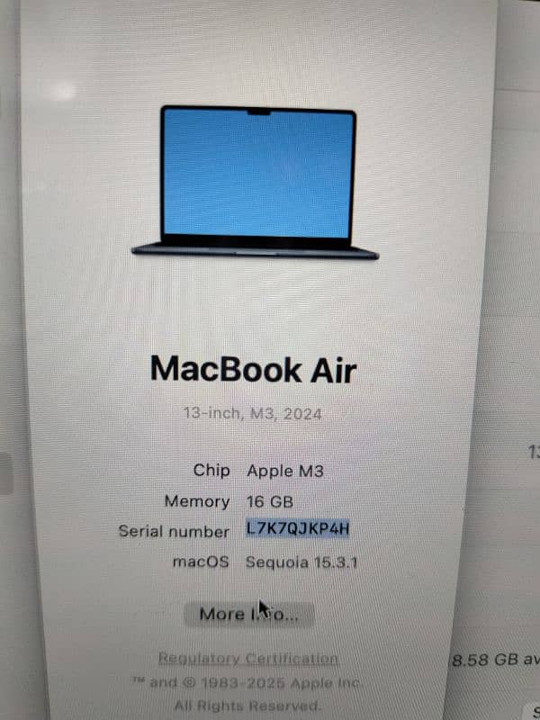 MacBook Air M3 Ram 16gb 1