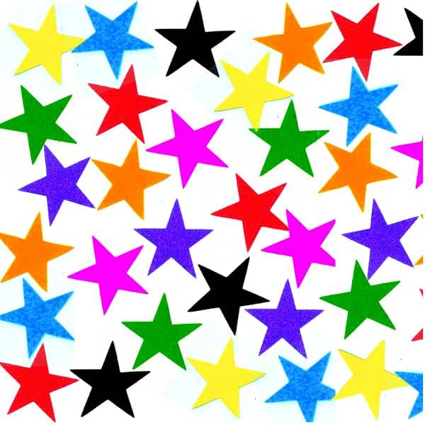 50 Multicolor Stars Stickers - Glitter Stars 0