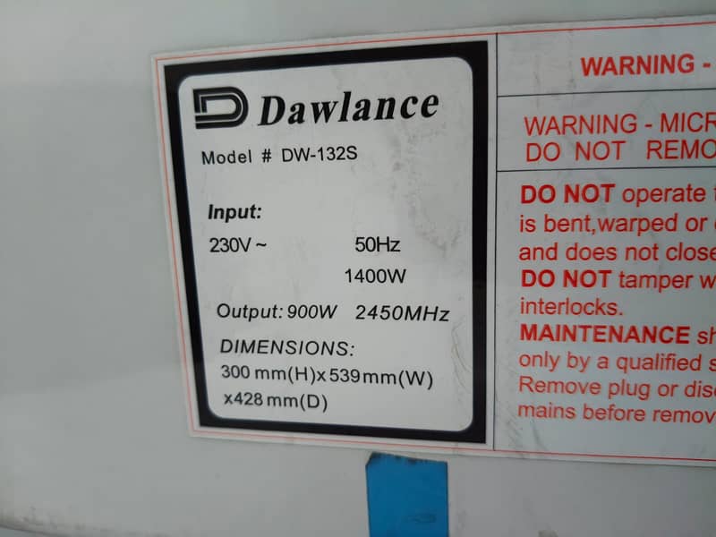 Dawlance Microwave Model Dw 132S 5