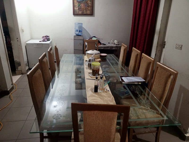 dinning table with bullet proof glass 12 mm with 10 chair's 1